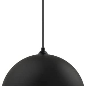 Steel Lighting Co. Melrose Pendant Light | Ceiling Mounted 18 inch Round Dome Modern Contemporary Farmhouse Style Made in America Black Cord, Matte Exterior/Brass Interior Brass
