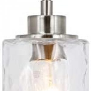 XiNBEi Lighting Mini Pendant Light 1 Light Glass Pendant Lighting, Modern Adjustable Kitchen Hanging Light Brushed Nickel Finish XB-P1227-BN