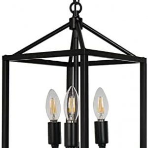 ZOSIMIO Farmhouse Industrial Pendant Light, Rustic Lantern Chandelier, Black Kitchen Lighting Fixture for Dining Room, Entryway, Hallway (3-Light)