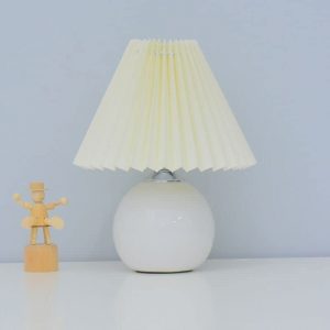 Bedside Table Lamp -Bedside Lamp with 3 Color Temperature -Small Bedside Nightstand Lamps , Lamps for Bedrooms,Living Room,Office,Modern Desk Lamp with Ceramic Base Base (Bulb Included) (White)