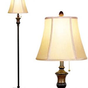 Brightech Sophia LED Floor Lamp, Tall Lamp with Bell Shape Fabric Shade, Mid Century Modern Lamp for Bedroom, Mid-Century Lamp for Living Rooms & Offices, Great Living Room Decor – Bronze