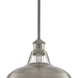 Olivera 10.5 inch Metal Pendant Light | Brushed Nickel Pendant Lighting for Kitchen Island with LED Bulb LL-P833-1BN
