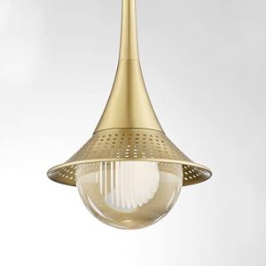 Crystal Pendant Lights with Shade, 8W Led Kitchen Light Fixtures, Small Hanging Ceiling Over Island Lights, Globe Modern Pending Lighting for Bathroomm, Dining Room, Bar (Brushed Brass Finsh)