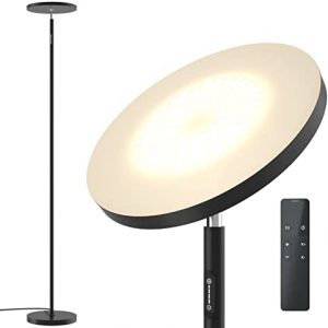 PESRAE Floor Lamp, 32W/2600LM LED Torchiere Standing Lamp for Living Room, Modern Super Bright Floor Lamp with Remote, 4 Color Temperatures Stepless Dimming Floor Lamps for Bedroom Office, Black