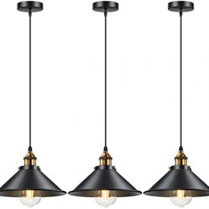 Licperron Industrial Pendant Light E26 E27 Base, Vintage Hanging Pendant Lights Retro Pendant Light Fixtures Home Kitchen Lighting UL Approval, Bar Lights Hanging, 3 Pack