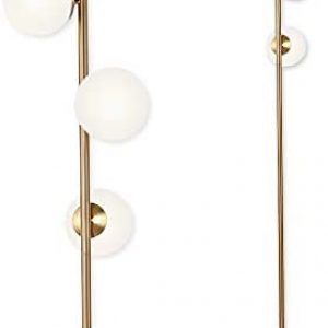 YHTlaeh Floor Lamp Modern 3 Globe for Living Room Bright Lighting LED Standing Light for Bedrooms Offices (Brushed Brass)