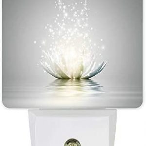 Plug-in Night Light,White Lotus Flower Glittering Spot Wall LED Lamp with Sensor Auto Dusk to Dawn Sensor,Modern Abstract Floral Art Nightlights for Bedroom,Bathroom,Kitchen,Hallway,Stairs Decor