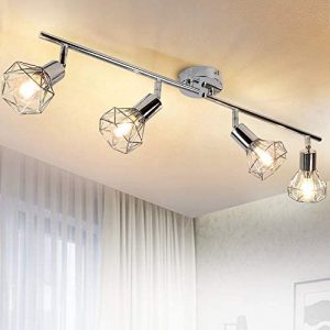 DLLT 4 Lights Track Lighting Kit-4 Way Modern Flush Mount Ceiling & Wall Decorative Lamp with Adjustable Head, Directional Spot Lighting Fixture for Kitchen Bedroom Living Room, E12 (Bulb Included)