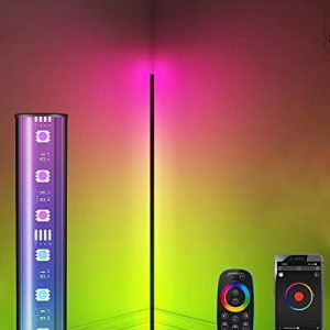 Zobawlks Corner Floor lamp, Smart APP & Remote Control, Floor Lamps for Living Room, LED Corner lamp, RGB Color Changing Lamps, Ambient Lighting, Mood Lamps, Minimalist Floor lamp, 56 inch, 20w