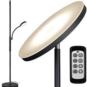 Floor Lamp – Dimunt LED Floor Lamps for Living Room Bright Lighting, 27W/2000LM Main Light and 7W/350LM Side Reading Lamp, Adjustable 3 Colors 3000K/4500K/6000K Tall Lamp with Remote & Touch Control