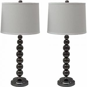 Urbanest Stacked Ball Table Lamp with Linen Shade, Black Nickel, Set of 2