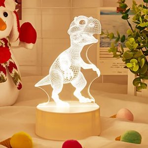 3D Dinosaur Night Light-LED Mini Acrylic Night Light, Touch Switch USB/3AA Power Supply, 3D Illusion Lamp for Kids Room,Dog Lover,Boys and Girls Children’s Day Birthday Gifts,Warm Light (Dinosaur)