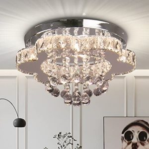通用 Crystal Chandeliers Light, LED Flower Ceiling Light Modern Décor Flush Mount Fixture with Crystal Ceiling Lamp for Hallway Bar Kitchen Dining Room Kids Room (Flower – Multicolor) Flower Crystal
