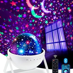 One Fire Kids Night Light Projector, 48 Light Modes Star Lights for Bedroom, 360°Rotation Kids Night Lights for Bedroom, Bluetooth Speaker Night Light for Kids Room Lights, Dimmable Timer Star Light