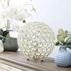 Elegant Designs LT1026-GLD Elipse 8 Inch Crystal Ball Sequin Table Lamp, Gold