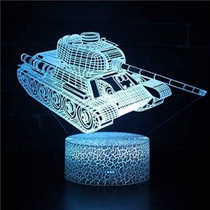 Awencomn Novelty Lighting 3D Illusion LED Lamp Tank Model Night Lights for Kids Bedroom Decoration Creative Gift Lamps Multicolor