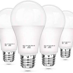 Dusk to Dawn Light Sensor Bulbs, A19 12W(100 Watt Equivalent) LED Auto On Off Light Bulbs, 1200 Lumens, E26 Base, Daylight White 5000K Smart Sensor Lights Outdoor Indoor for Porch Garage Yard, 4-Pack