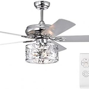 52 Inch Ceiling Fan with Lights, Modern Chandelier Ceiling Fan with Remote Control,Smart Ceiling fans with Timer/3 Speeds, Chrome