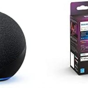 Echo (4th Gen) | Charcoal with Philips Hue Color Smart Bulb